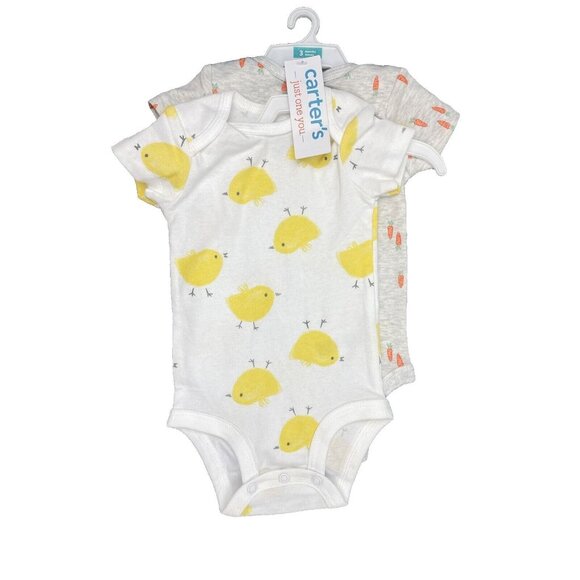 Carter's Just One You Baby Unisex 2pk Chick & Carrot Bodysuit 12 Months - Picture 5 of 9